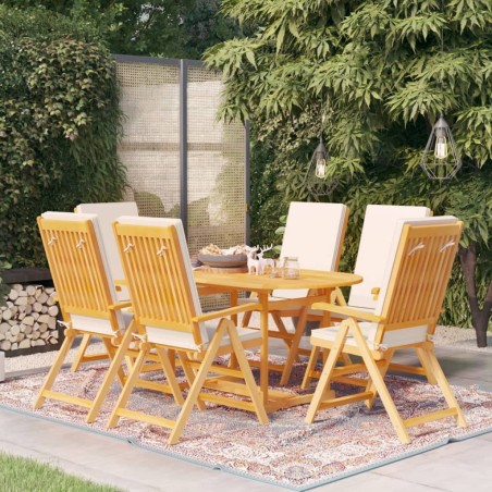 vidaXL Comedor de jardín 7 piezas con cojines madera maciza de teca