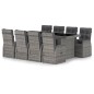 vidaXL Set de comedor de jardín 9 pzas y cojines ratán sintético gris vidaXL Set de comedor de jardín 9 pzas y cojines ratán sintético gris