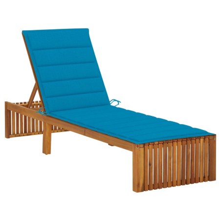 vidaXL Tumbona con cojín madera maciza de acacia 