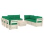 vidaXL Muebles de jardín de palets 9 piezas y cojines madera de abeto vidaXL Muebles de jardín de palets 9 piezas y cojines madera de abeto