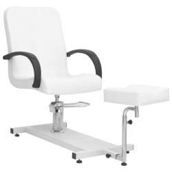 vidaXL Sillón de masaje con reposapiés blanco cuero PE 127x60x98 cm 