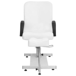 vidaXL Sillón de masaje con reposapiés blanco cuero PE 127x60x98 cm 