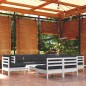 vidaXL Muebles de jardín 10 pzas con cojines blanco madera maciza pino vidaXL Muebles de jardín 10 pzas con cojines blanco madera maciza pino
