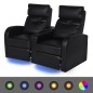 vidaXL Sillón de 2 plazas con LED cuero sintético negro vidaXL Sillón de 2 plazas con LED cuero sintético negro