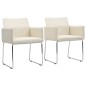 vidaXL Sillas de comedor 2 unidades tela apariencia de lino blanco 