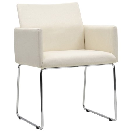 vidaXL Sillas de comedor 2 unidades tela apariencia de lino blanco 
