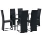 vidaXL Juego de comedor 7 piezas acero y vidrio templado negro vidaXL Juego de comedor 7 piezas acero y vidrio templado negro