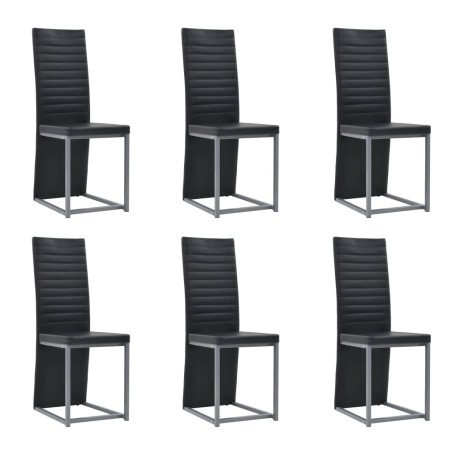 vidaXL Juego de comedor 7 piezas acero y vidrio templado negro
