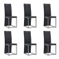 vidaXL Juego de comedor 7 piezas acero y vidrio templado negro vidaXL Juego de comedor 7 piezas acero y vidrio templado negro