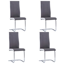 vidaXL Sillas voladizas de comedor 4 unidades cuero sintético gris