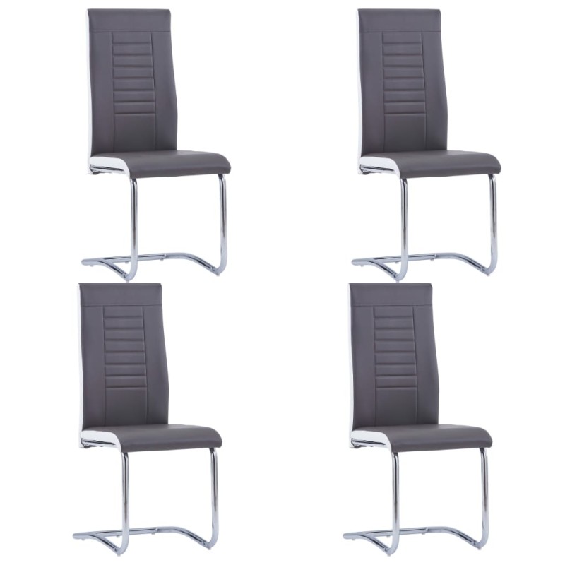 vidaXL Sillas voladizas de comedor 4 unidades cuero sintético gris vidaXL Sillas voladizas de comedor 4 unidades cuero sintético gris
