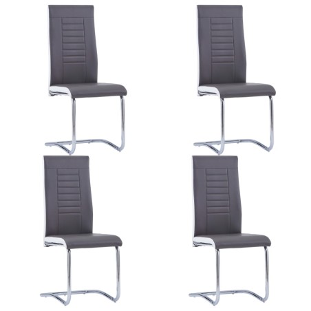 vidaXL Sillas voladizas de comedor 4 unidades cuero sintético gris