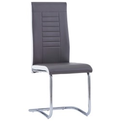 vidaXL Sillas voladizas de comedor 4 unidades cuero sintético gris