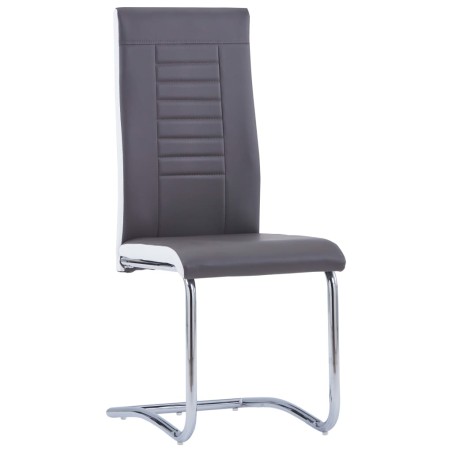 vidaXL Sillas voladizas de comedor 4 unidades cuero sintético gris