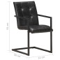 vidaXL Sillas voladizas de comedor 2 unidades cuero auténtico negro