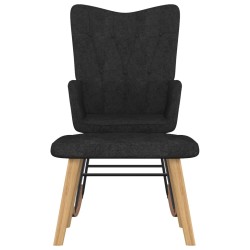 vidaXL Silla mecedora con reposapiés tela negro