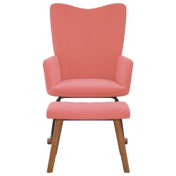 vidaXL Silla mecedora con reposapiés terciopelo rosa