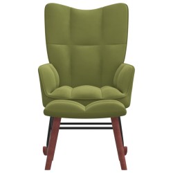 vidaXL Silla mecedora con reposapiés terciopelo verde claro