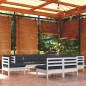 vidaXL Muebles de jardín 9 pzas y cojines blanco madera maciza de pino vidaXL Muebles de jardín 9 pzas y cojines blanco madera maciza de pino