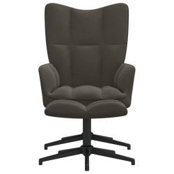 vidaXL Silla de relajación con taburete terciopelo gris oscuro