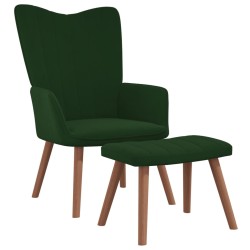 vidaXL Sillón de relax con taburete terciopelo verde oscuro