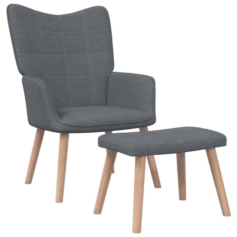vidaXL Silla de relajación con reposapiés de tela gris oscuro vidaXL Silla de relajación con reposapiés de tela gris oscuro