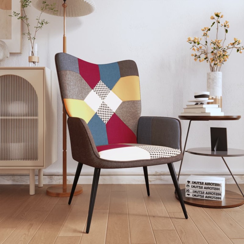 vidaXL Silla de relajación de tela patchwork vidaXL Silla de relajación de tela patchwork