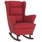 vidaXL Silla mecedora con patas de madera de caucho terciopelo rojo vidaXL Silla mecedora con patas de madera de caucho terciopelo rojo