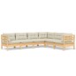 vidaXL Muebles de jardín 6 pzas y cojines madera maciza de pino crema