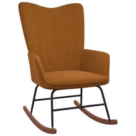 vidaXL Silla mecedora de terciopelo marrón