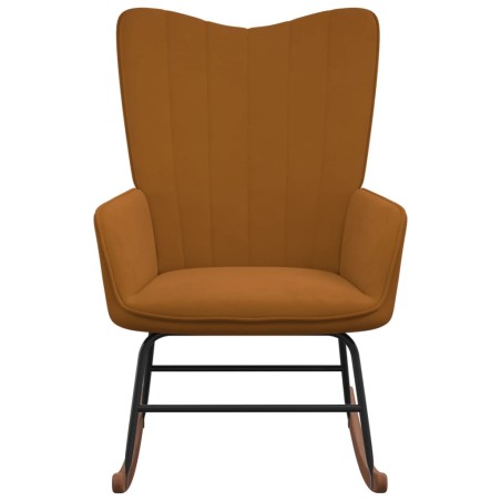 vidaXL Silla mecedora de terciopelo marrón