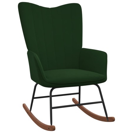 vidaXL Silla mecedora de terciopelo verde oscuro