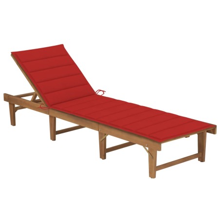 vidaXL Tumbona plegable con cojín madera maciza de acacia 