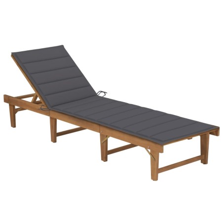 vidaXL Tumbona plegable con cojín madera maciza de acacia 