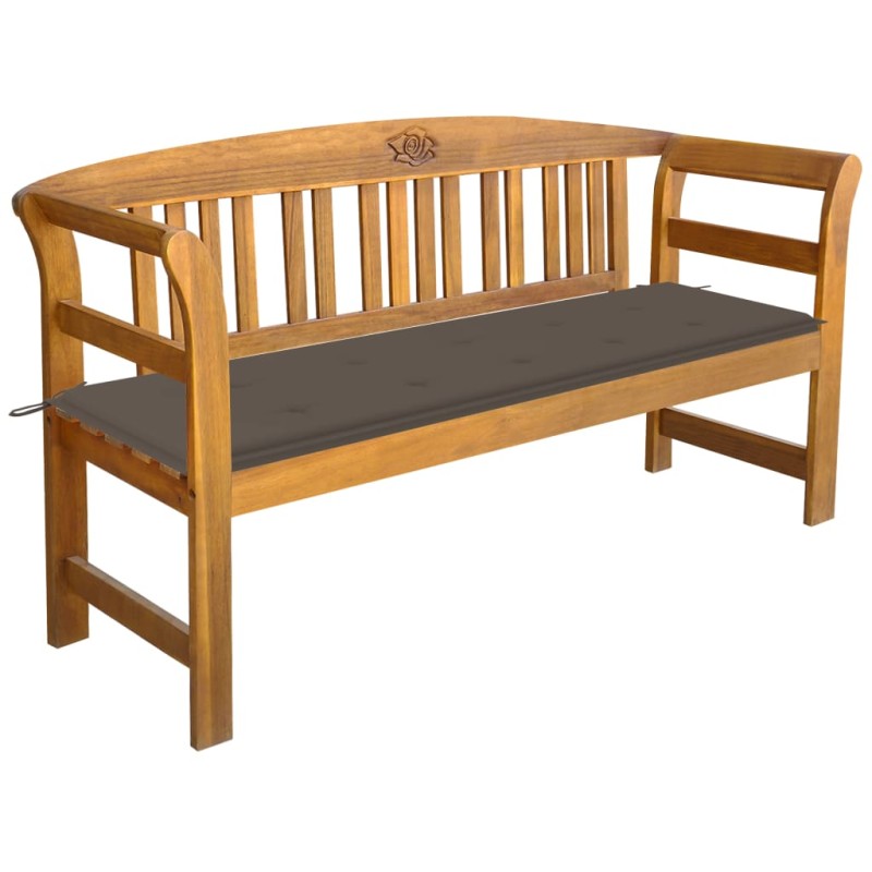 vidaXL Banco de jardín con cojín madera maciza de acacia 157 cm vidaXL Banco de jardín con cojín madera maciza de acacia 157 cm