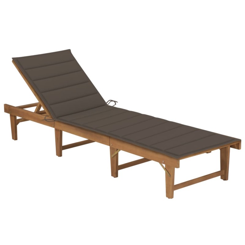 vidaXL Tumbona plegable con cojín madera maciza de acacia vidaXL Tumbona plegable con cojín madera maciza de acacia
