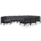 vidaXL Muebles de jardín 10 pzas y cojines negro madera maciza de pino vidaXL Muebles de jardín 10 pzas y cojines negro madera maciza de pino