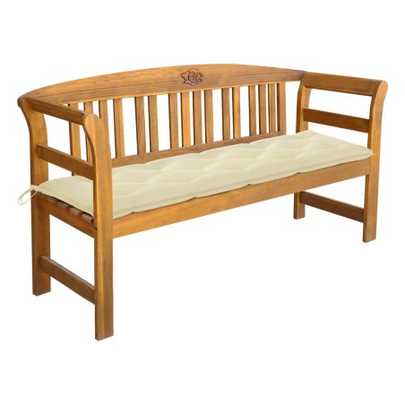 vidaXL Banco de jardín con cojín madera maciza de acacia 157 cm