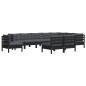 vidaXL Muebles de jardín 10 pzas y cojines negro madera maciza de pino vidaXL Muebles de jardín 10 pzas y cojines negro madera maciza de pino