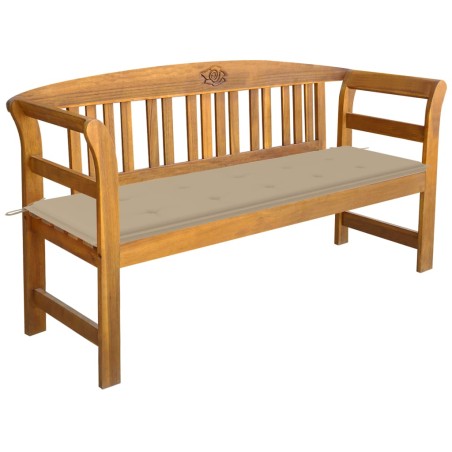 vidaXL Banco de jardín con cojín madera maciza de acacia 157 cm