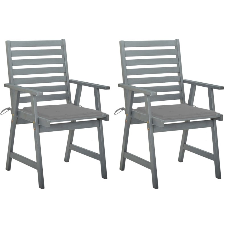 vidaXL Sillas de comedor jardín 2 uds madera maciza acacia con cojines vidaXL Sillas de comedor jardín 2 uds madera maciza acacia con cojines