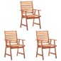 vidaXL Sillas comedor de jardín 3 uds madera maciza acacia y cojines vidaXL Sillas comedor de jardín 3 uds madera maciza acacia y cojines
