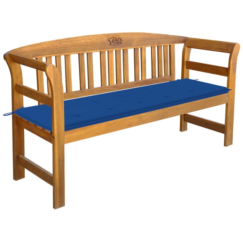vidaXL Banco de jardín con cojín madera maciza de acacia 157 cm vidaXL Banco de jardín con cojín madera maciza de acacia 157 cm