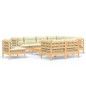 vidaXL Muebles de jardín 10 pzas y cojines madera maciza de pino crema vidaXL Muebles de jardín 10 pzas y cojines madera maciza de pino crema