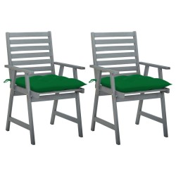 vidaXL Sillas de comedor jardín 2 uds madera maciza acacia con cojines
