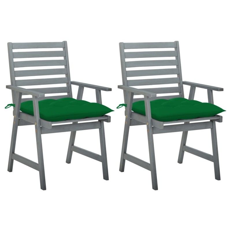 vidaXL Sillas de comedor jardín 2 uds madera maciza acacia con cojines vidaXL Sillas de comedor jardín 2 uds madera maciza acacia con cojines