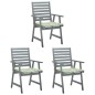 vidaXL Sillas comedor de jardín 3 uds madera maciza acacia y cojines vidaXL Sillas comedor de jardín 3 uds madera maciza acacia y cojines