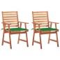 vidaXL Sillas comedor para jardín 2 uds madera maciza acacia y cojines vidaXL Sillas comedor para jardín 2 uds madera maciza acacia y cojines