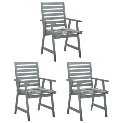 vidaXL Sillas comedor de jardín 3 uds madera maciza acacia y cojines