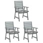 vidaXL Sillas comedor de jardín 3 uds madera maciza acacia y cojines